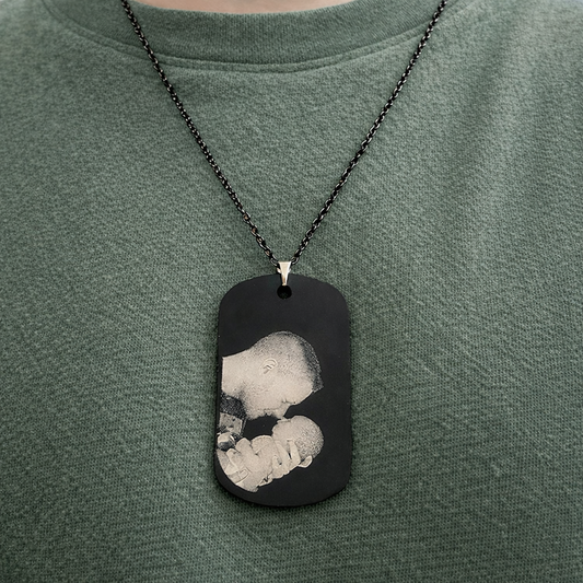 Collana Personalizzata in Acciaio Nero – Incisione con Foto o Testo