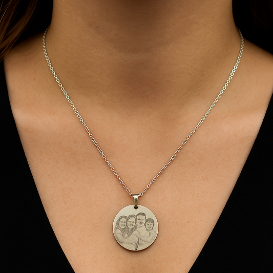 Collana Rotonda Con Foto Incisa