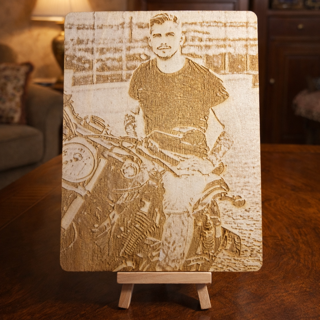 Quadro Artigianale in legno di pioppo con Foto Incisa al Laser