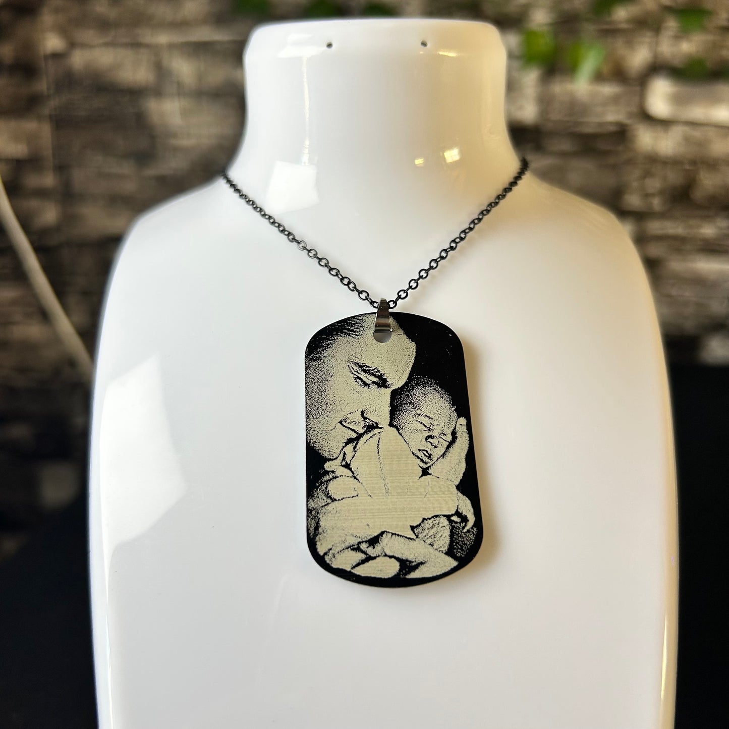 Collana Personalizzata in Acciaio Nero – Incisione con Foto o Testo