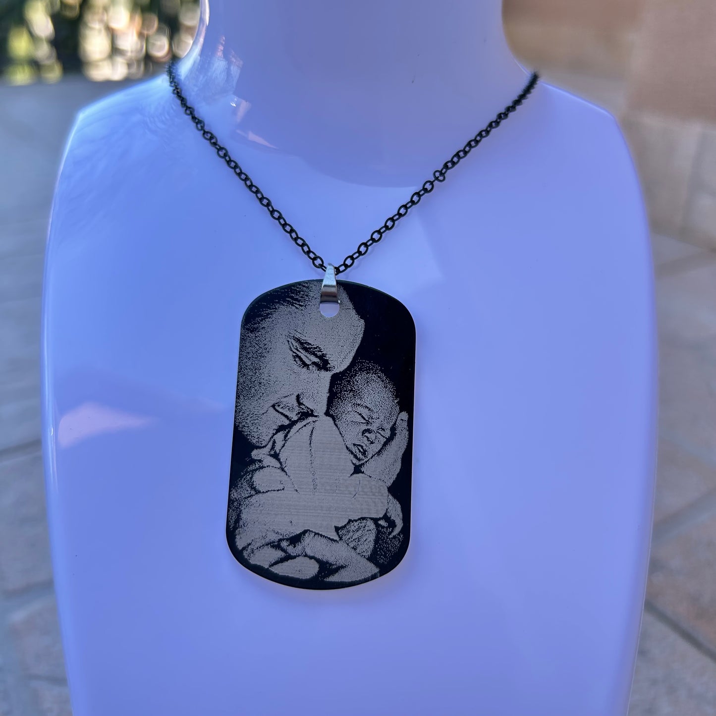 Collana Personalizzata in Acciaio Nero – Incisione con Foto o Testo