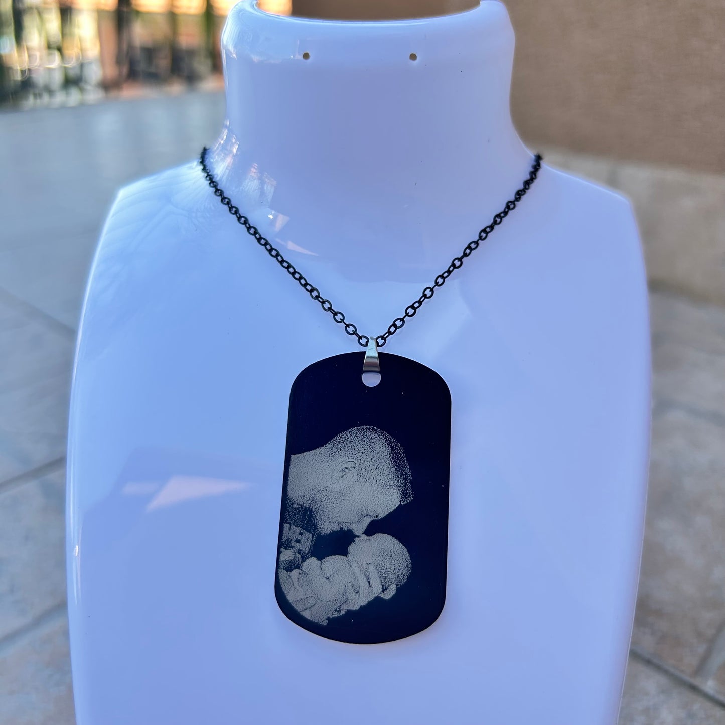 Collana Personalizzata in Acciaio Nero – Incisione con Foto o Testo