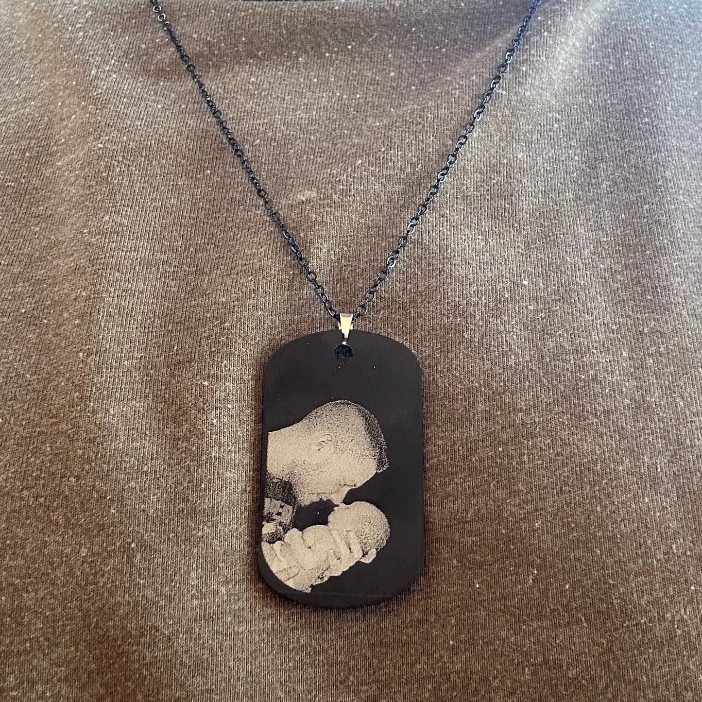 Collana Personalizzata in Acciaio Nero – Incisione con Foto o Testo