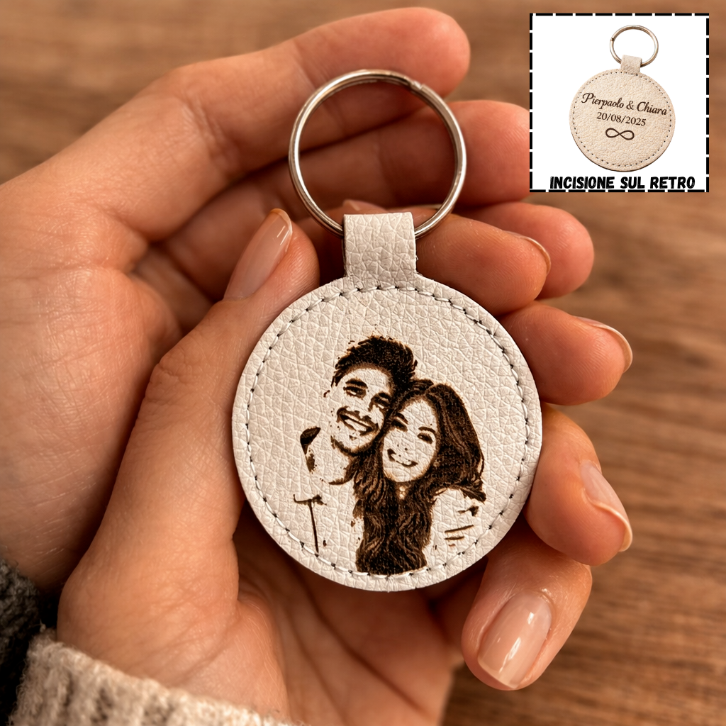Portachiavi in similpelle personalizzato con Foto o Dedica Incisa