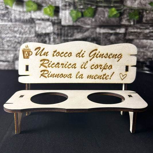 PORTABICCHIERI A FORMA DI PANCHINA DI LEGNO