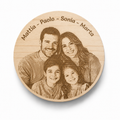 Sottobicchiere rotondo in Legno Grezzo Naturale personalizzabile con Foto e Testo