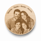 Sottobicchiere rotondo in Legno Grezzo Naturale personalizzabile con Foto e Testo