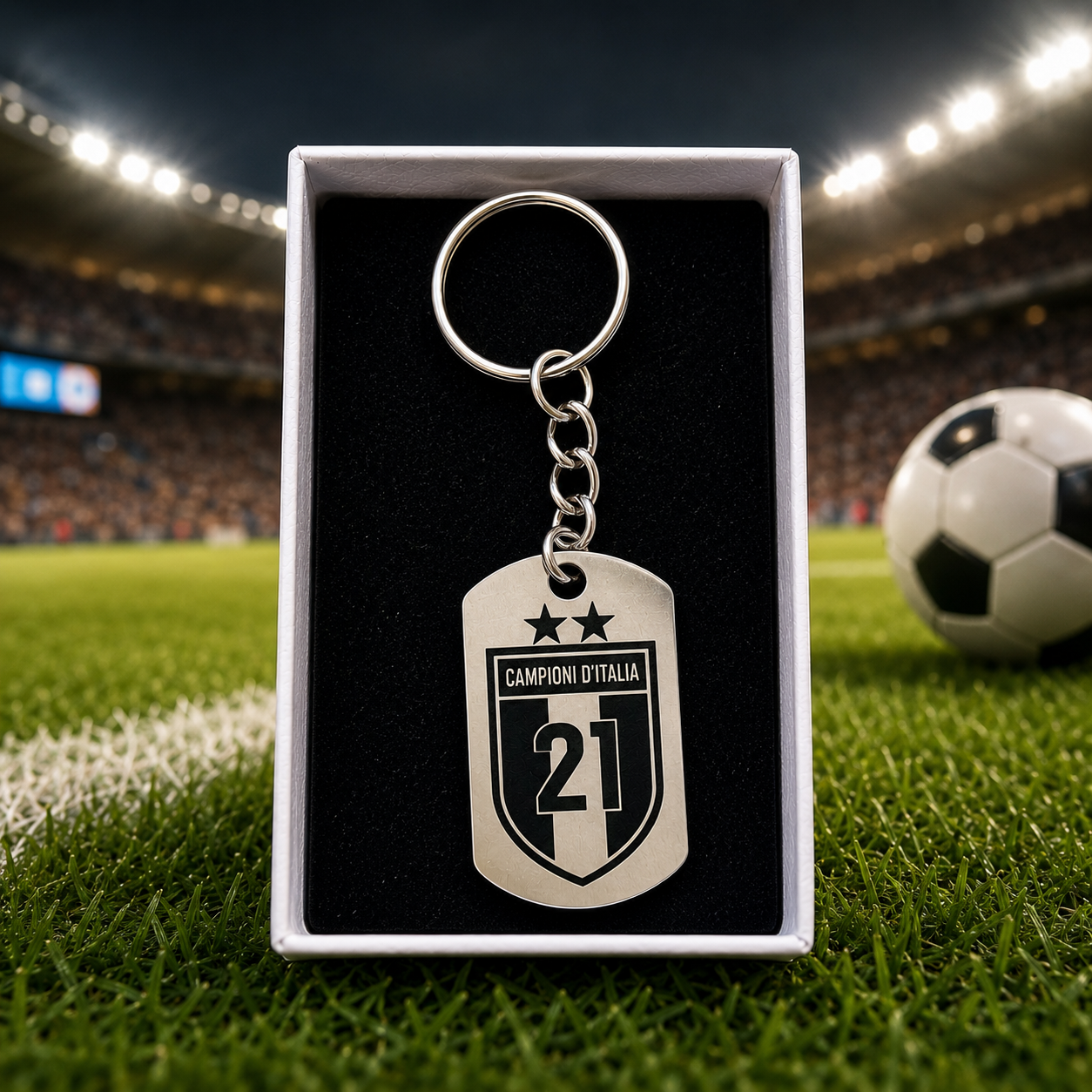 Portachiavi/Collana Tifoso Nerazzurro con design Campioni D'Italia 21 per amanti del calcio