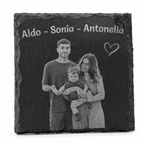 Sottobicchiere in Ardesia Naturale formato quadrato Personalizzabile con Foto e Testo