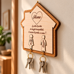 Portachiavi da Parete in Legno Personalizzato con Nomi Incisi