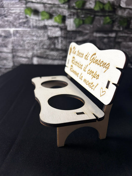 PORTABICCHIERI A FORMA DI PANCHINA DI LEGNO