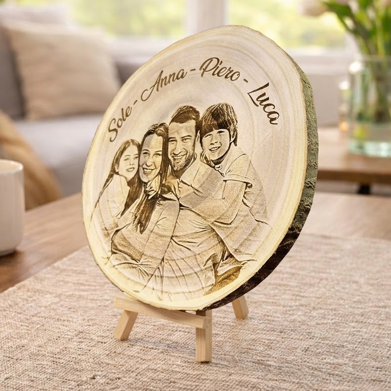 Il Disco dei Ricordi™ – Disco in Legno Personalizzabile con Foto e Testo