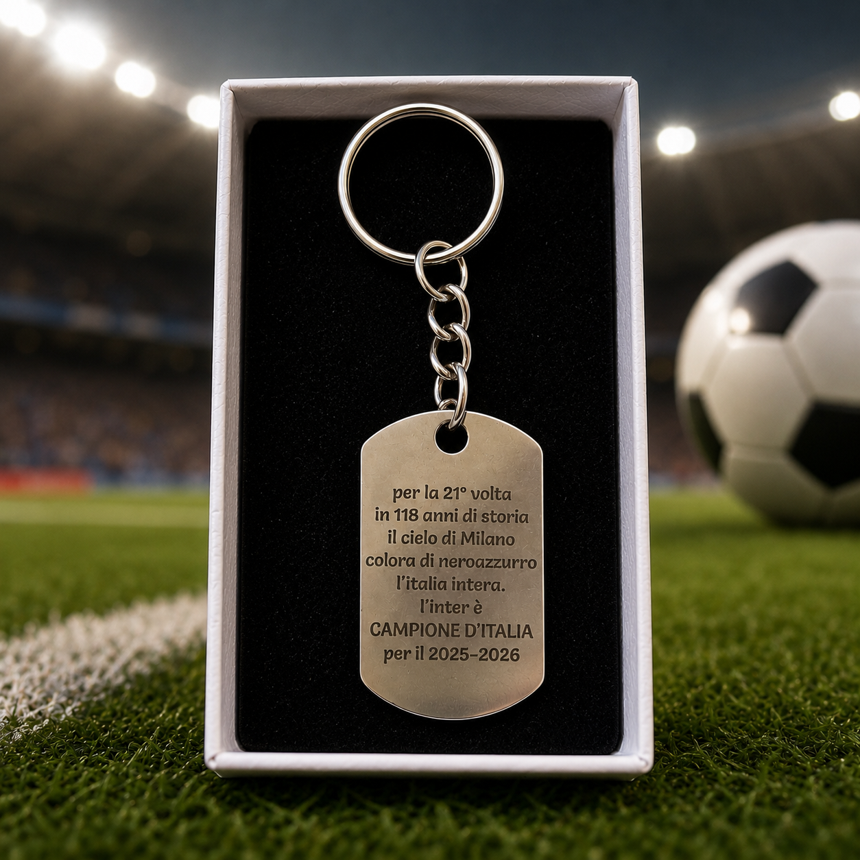 Portachiavi/Collana Tifoso Nerazzurro con design Campioni D'Italia 21 per amanti del calcio
