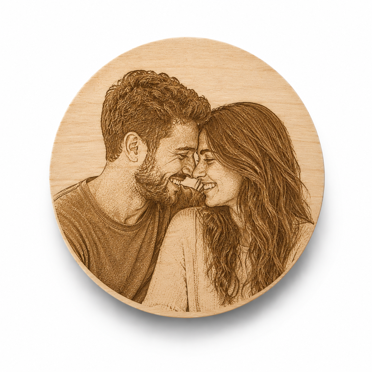 Sottobicchiere rotondo in Legno Grezzo Naturale personalizzabile con Foto e Testo