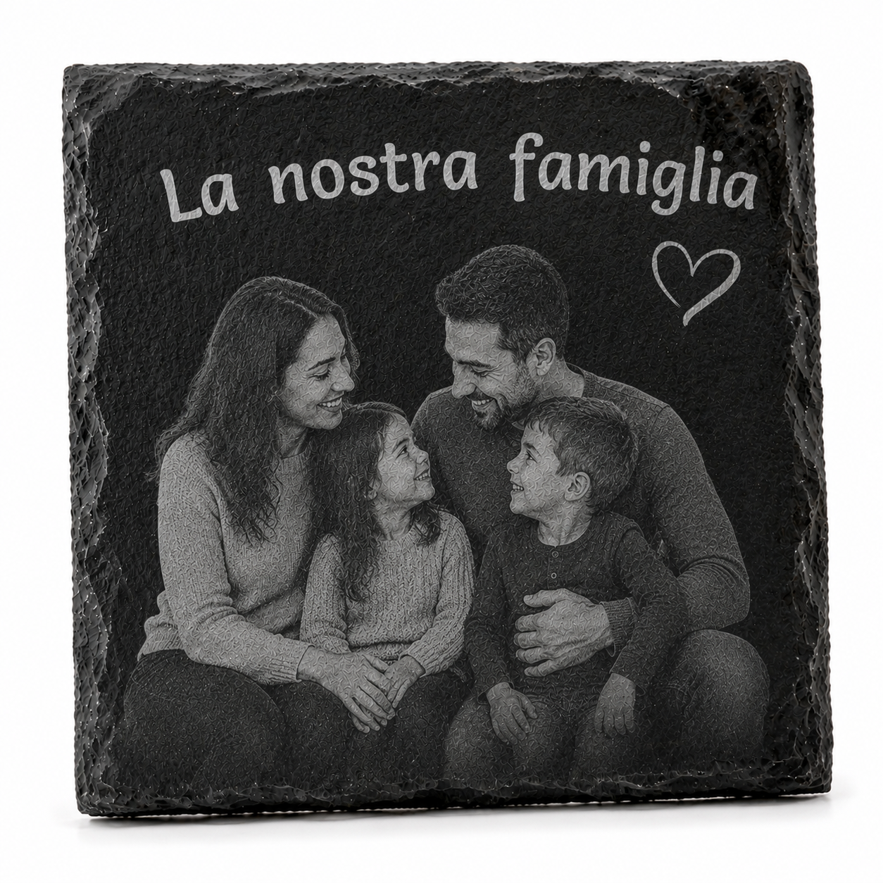 Sottobicchiere in Ardesia Naturale formato quadrato Personalizzabile con Foto e Testo