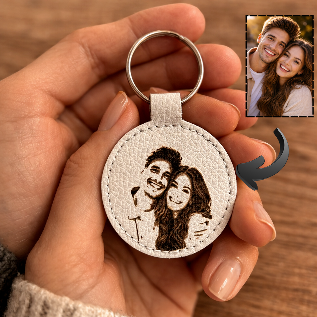 Portachiavi in similpelle personalizzato con Foto o Dedica Incisa