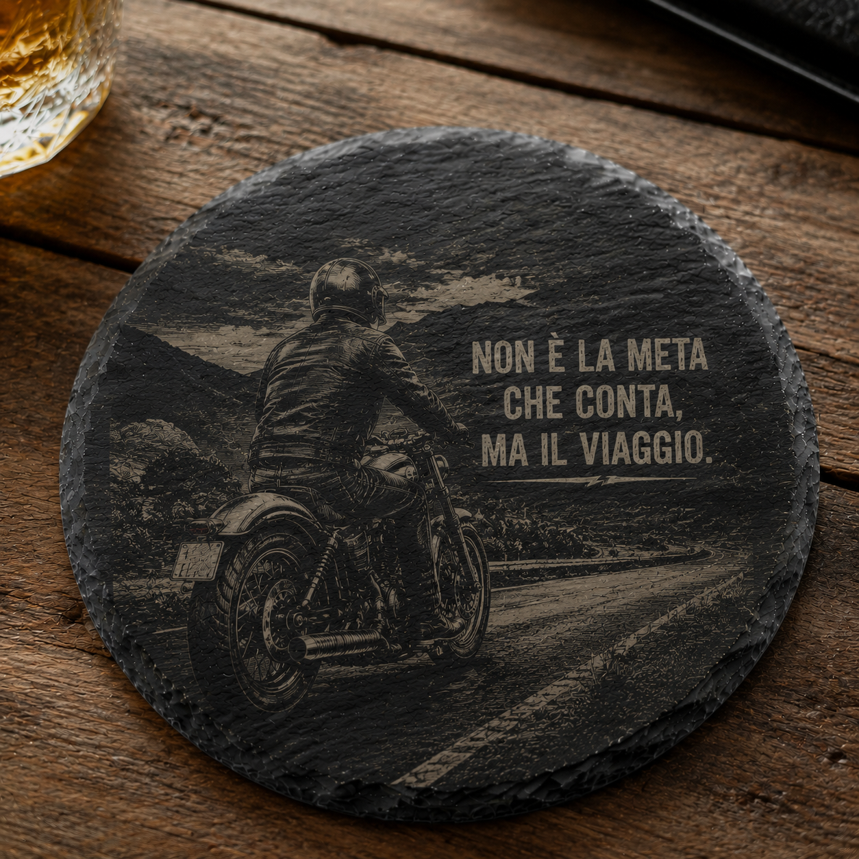 Sottobicchiere in Ardesia Naturale formato rotondo Personalizzabile con Foto e Testo