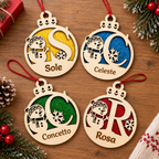 Pallina di Natale Personalizzata in Legno a Doppio Strato