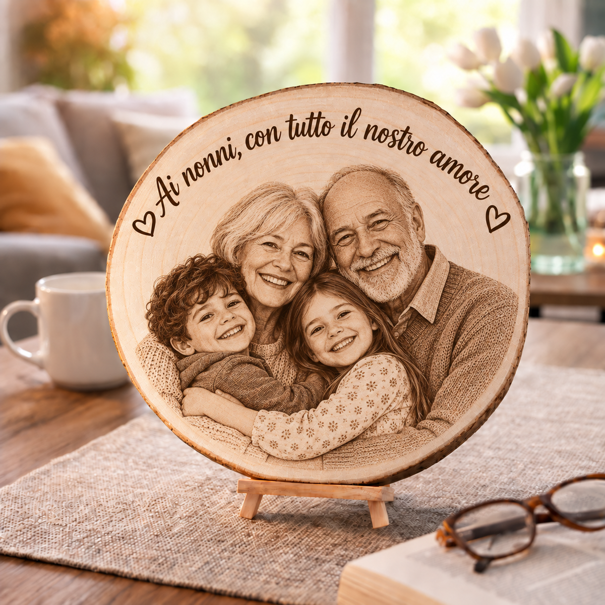 Il Disco dei Ricordi™ – Disco in Legno Personalizzabile con Foto e Testo