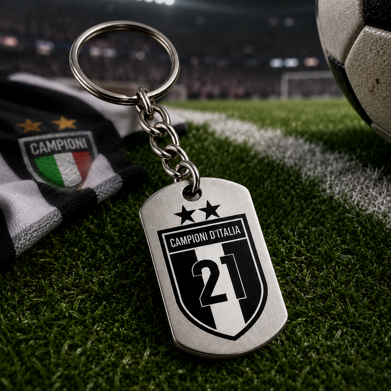 Portachiavi/Collana Tifoso Nerazzurro con design Campioni D'Italia 21 per amanti del calcio