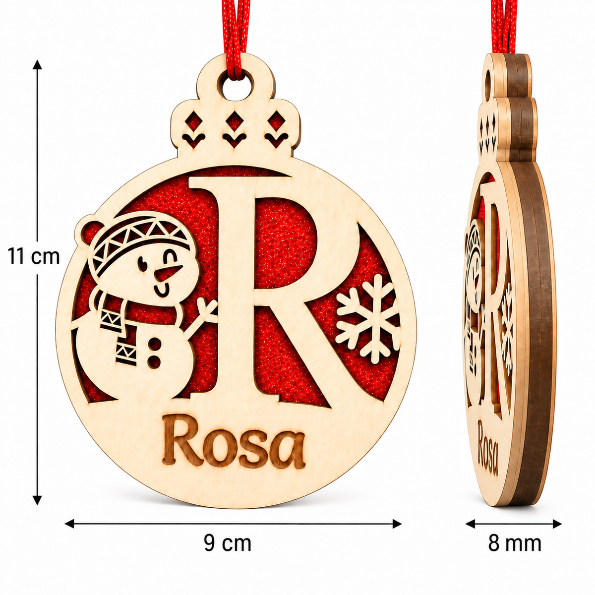 Pallina di Natale Personalizzata in Legno a Doppio Strato