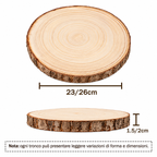 Fetta di Legno Rustica vuota con Corteccia Naturale Ø24-26cm