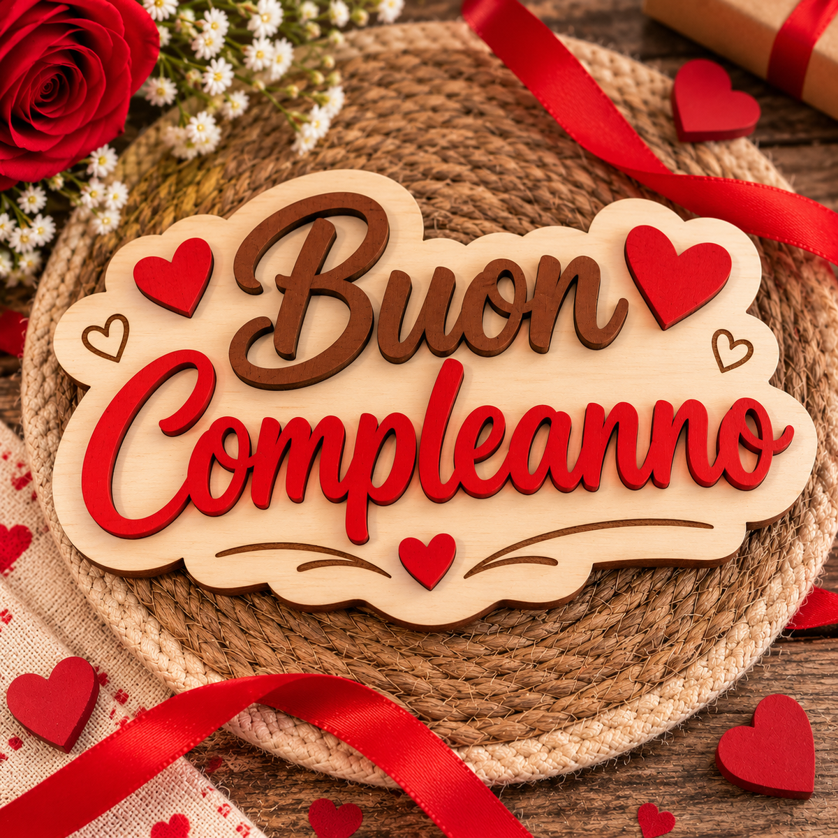 Targhetta in Legno “Buon Compleanno”