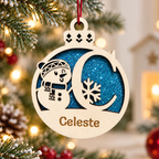 Pallina di Natale Personalizzata in Legno a Doppio Strato