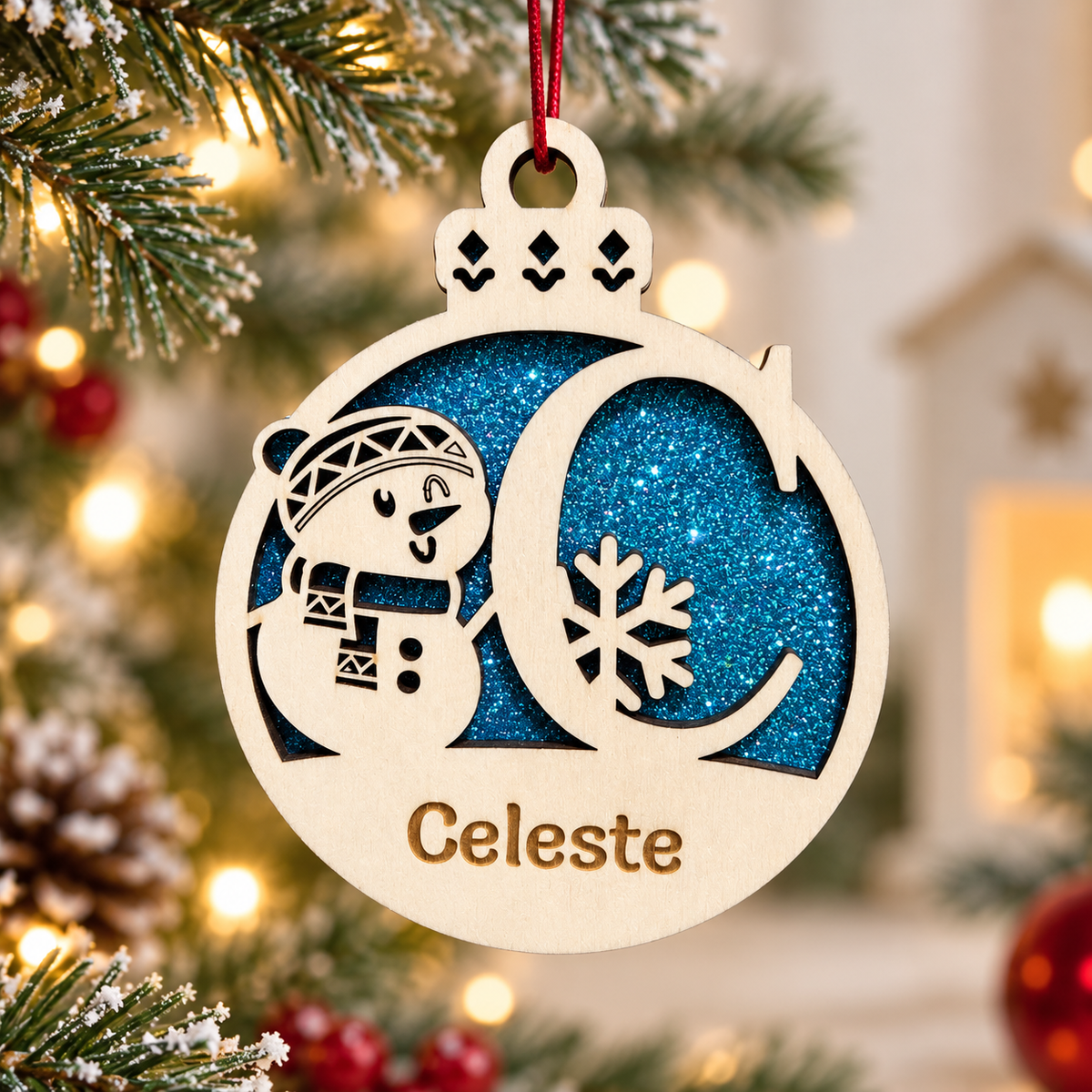 Pallina di Natale Personalizzata in Legno a Doppio Strato