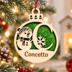 Pallina di Natale Personalizzata in Legno a Doppio Strato