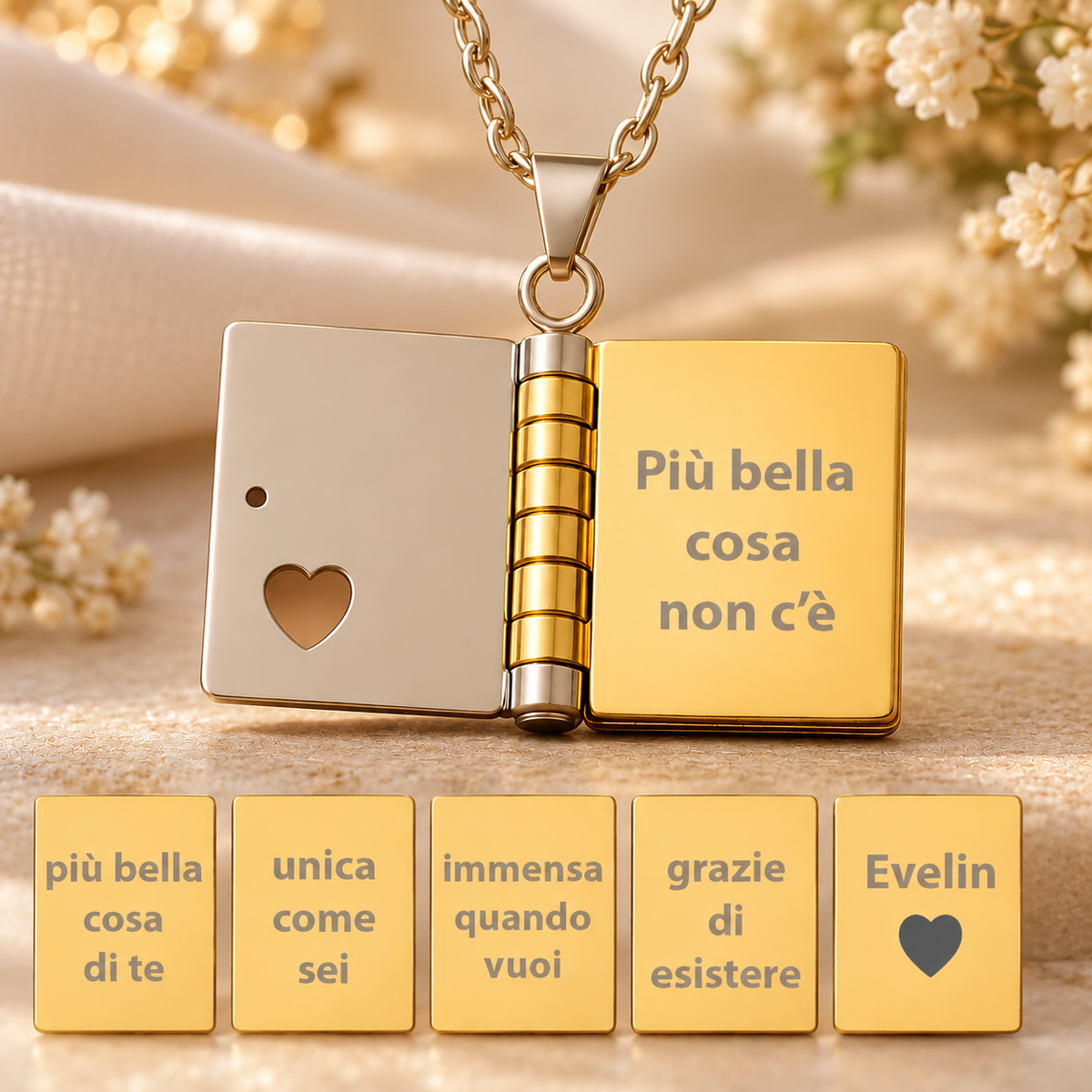 Collana/Portachiavi Libro ✦ Frase più bella cosa non c'è