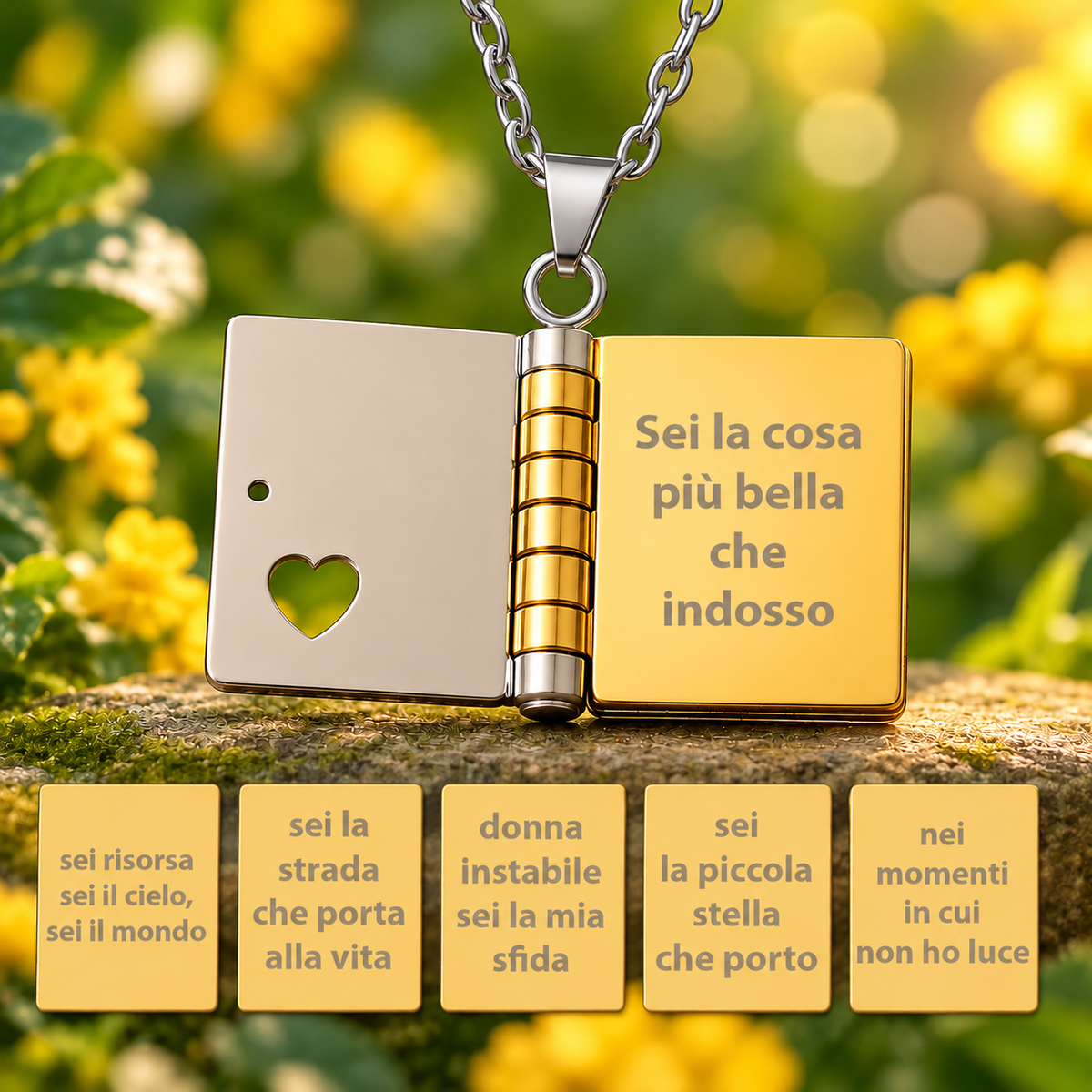 Collana/Portachiavi Libro ✦ Frase Sei la Cosa più Bella che indosso