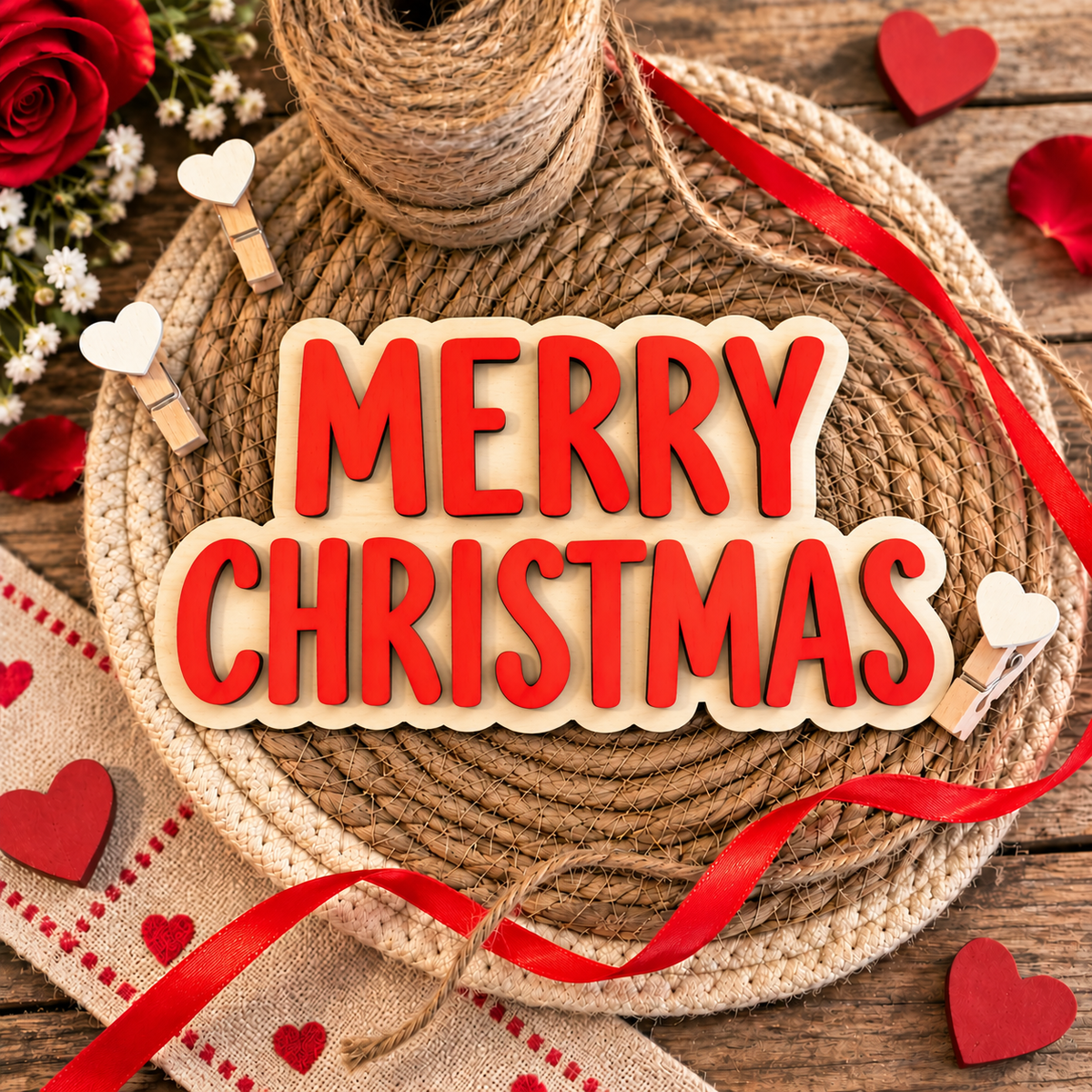 Targhetta in Legno “Merry Christmas”