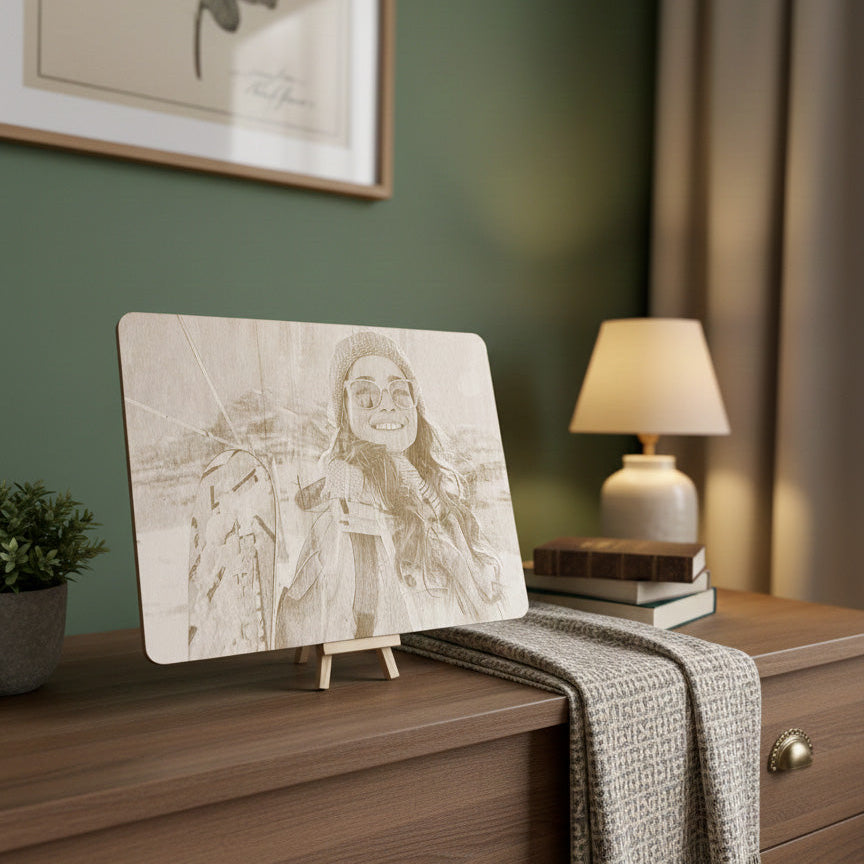 Quadro Artigianale in legno di pioppo con Foto Incisa al Laser