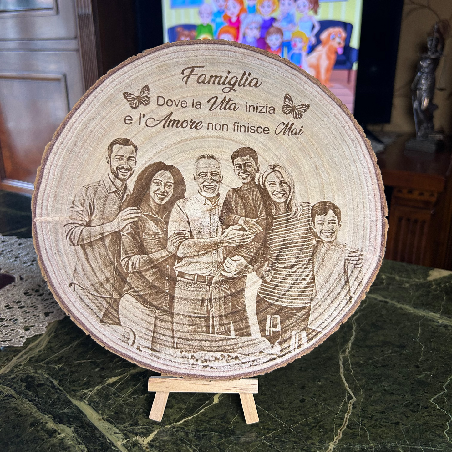 Il Disco dei Ricordi™ – Disco in Legno Personalizzabile Versione Cartoon