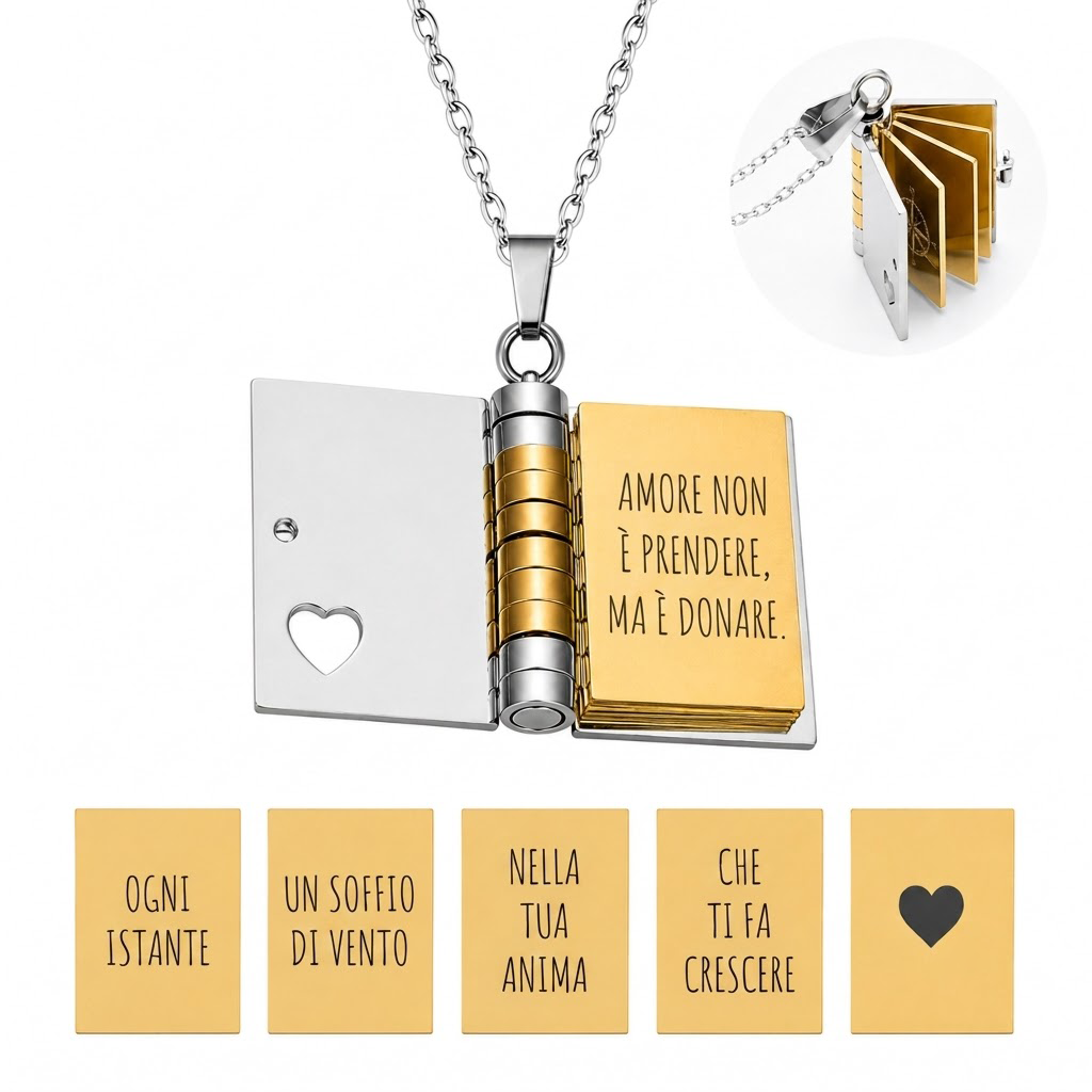 Collana/Portachiavi Libro ✦ con Dedica Personalizzata