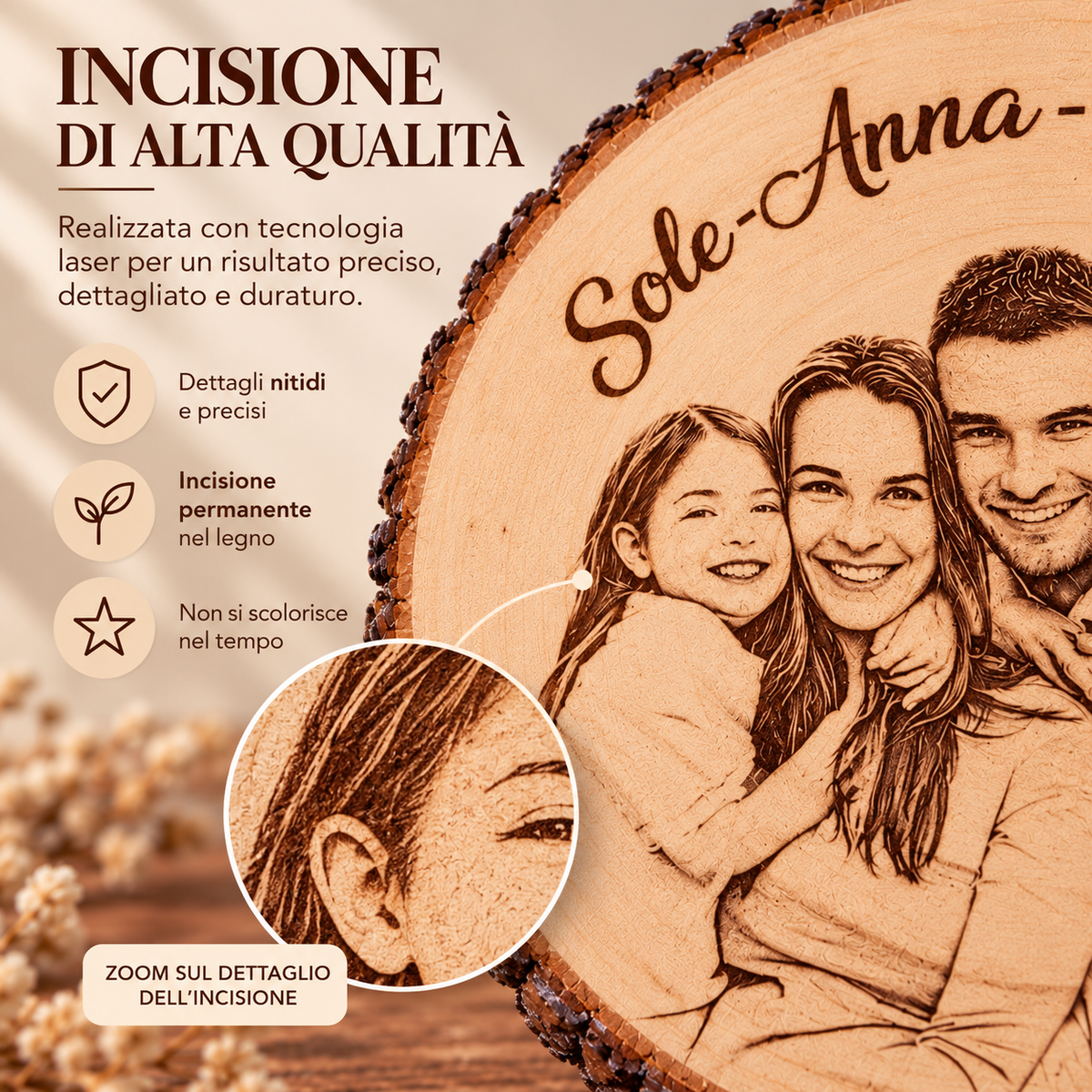 Il Disco dei Ricordi™ – Disco in Legno Personalizzabile con Foto e Testo
