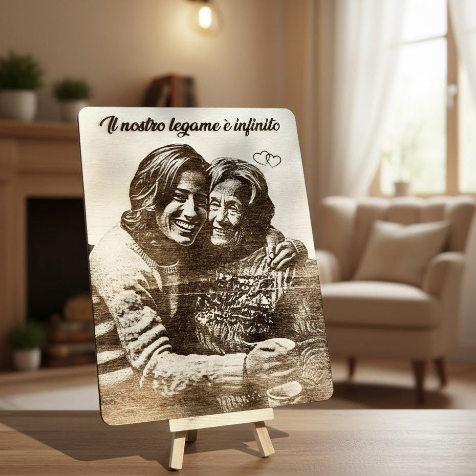 Quadro Artigianale in legno di pioppo con Foto Incisa al Laser