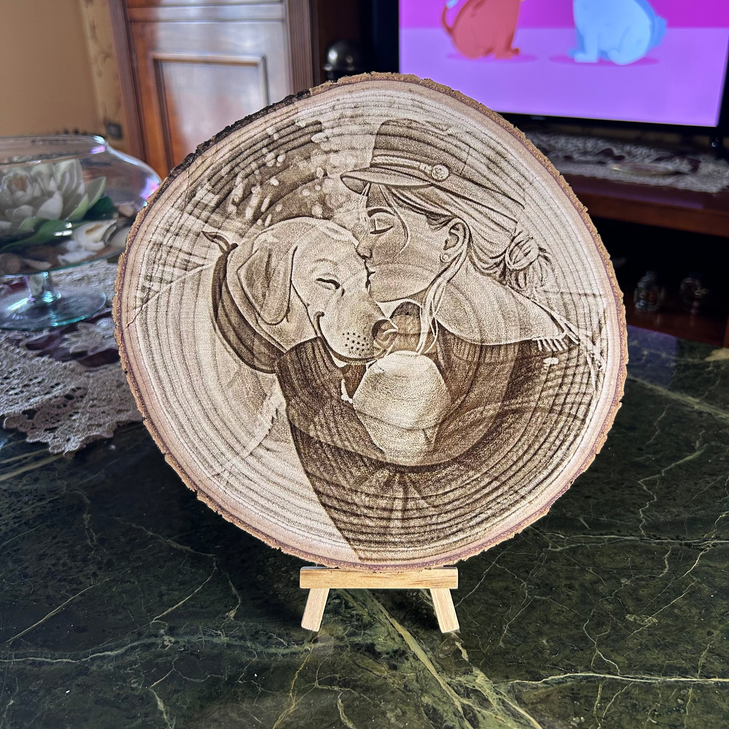 Il Disco dei Ricordi™ – Disco in Legno Personalizzabile Versione Cartoon