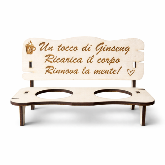 PORTABICCHIERI A FORMA DI PANCHINA DI LEGNO