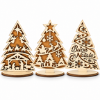 Albero di Natale in Legno 3D| Decorazione Natalizia Artigianale