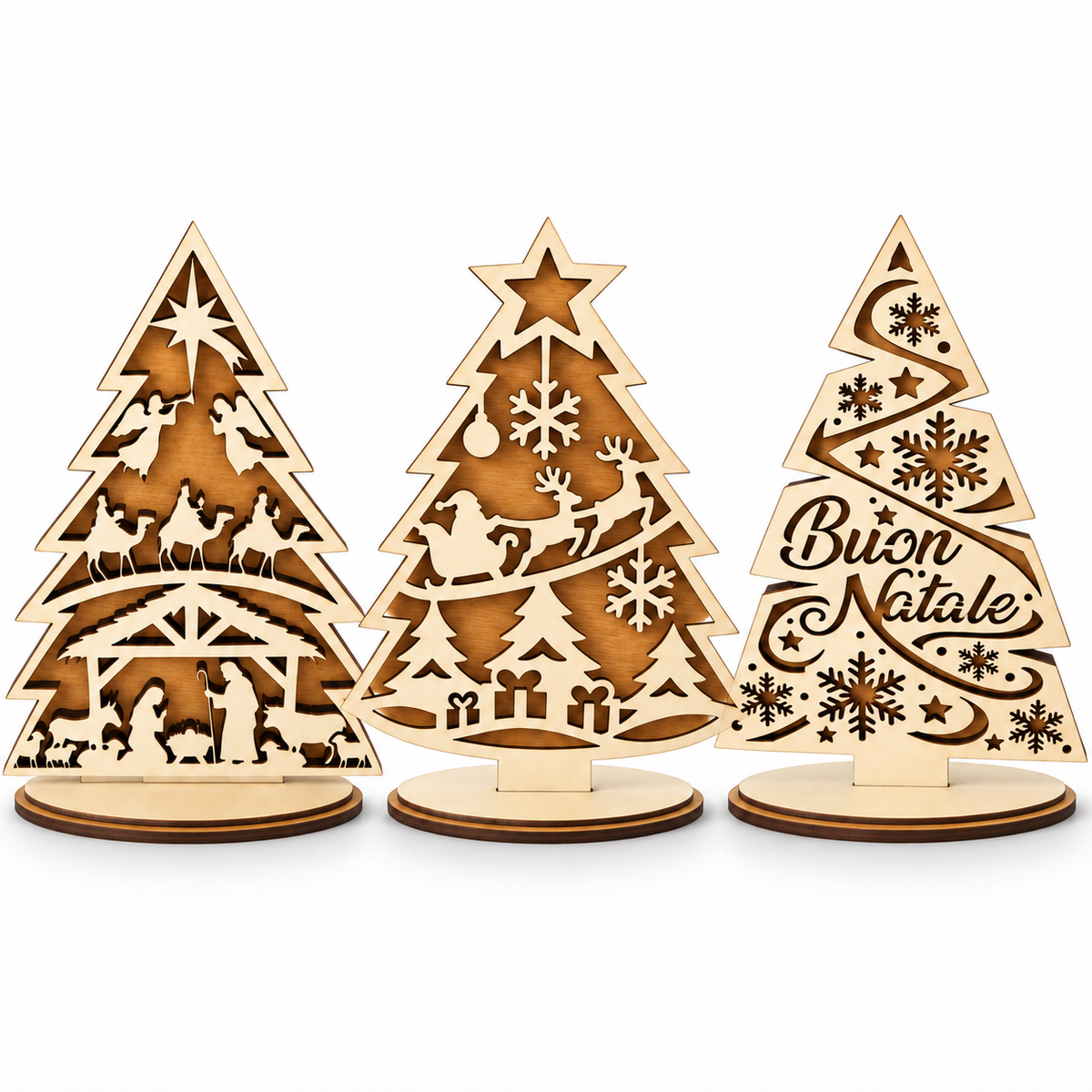 Albero di Natale in Legno 3D| Decorazione Natalizia Artigianale