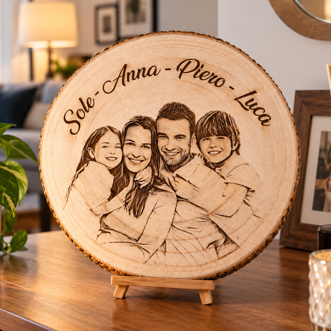 Il Disco dei Ricordi™ – Disco in Legno Personalizzabile con Foto e Testo