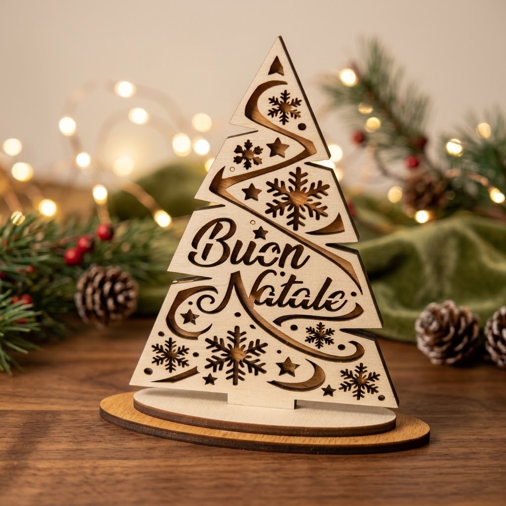 Albero di Natale in Legno 3D| Decorazione Natalizia Artigianale