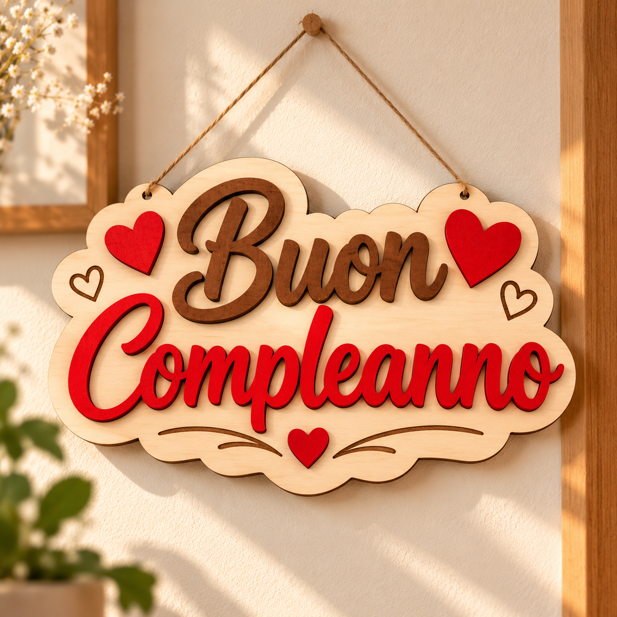 Targhetta in Legno “Buon Compleanno”