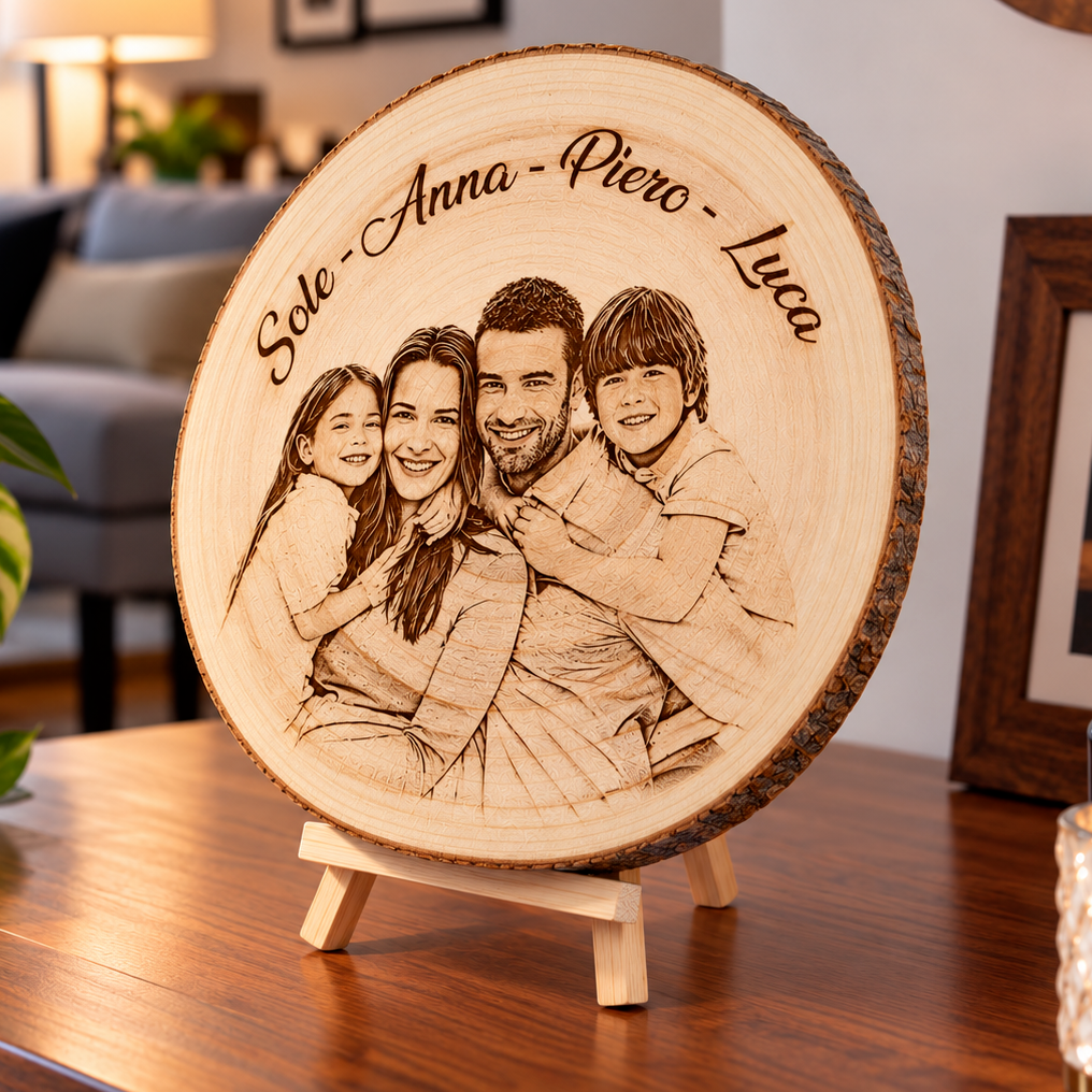 Il Disco dei Ricordi™ – Disco in Legno Personalizzabile con Foto e Testo